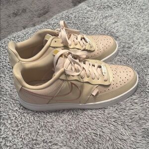 Nike Cream Sneakers Leather Upper Minimalist Design